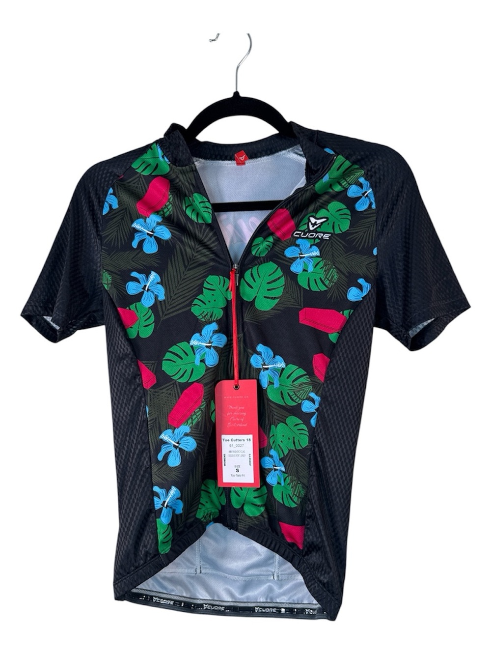 Cuore of Switzerland Cycling Jersey Black Floral Womens S Athletic Bike Gear
